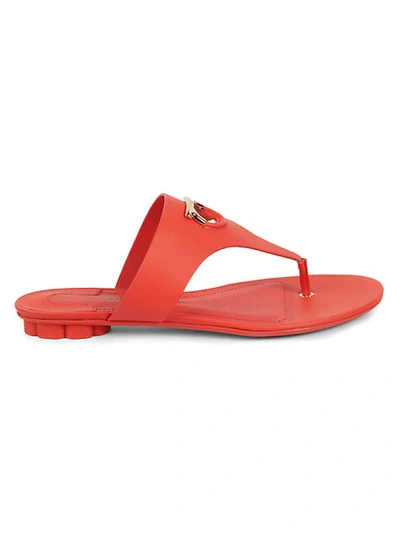 Shop Ferragamo Enfola Leather Toe-thong Sandals In Coral