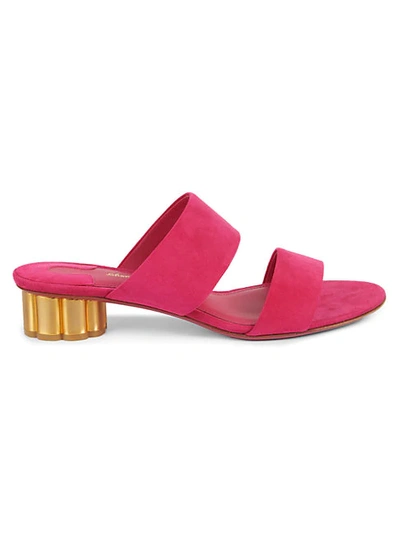 Shop Ferragamo Belluno Suede Leather Slides In Begonia