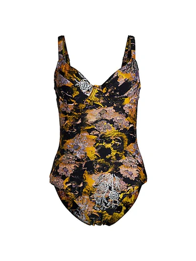 Shop Cynthia Rowley Metallic Sandi One-piece Swimsuit In Metallic Floral