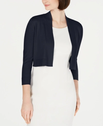 Shop Calvin Klein Cropped Open-front Cardigan In Indigo