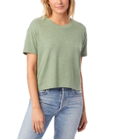 Shop Alternative Apparel Headliner Vintage-like Women's Jersey Cropped T-shirt In Evergreen