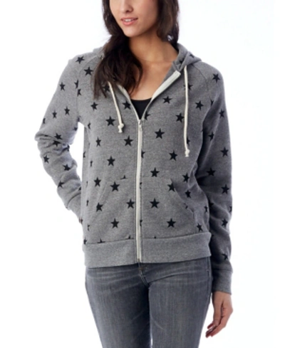 Shop Alternative Apparel Adrian Printed Fleece Women's Zip Hoodie In Eco Gray