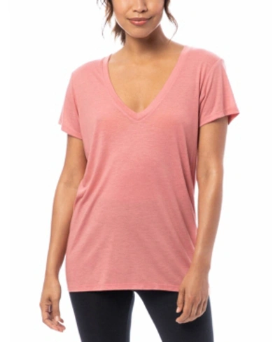 Shop Alternative Apparel Slinky Jersey Women's V-neck T-shirt In Dusty Rose