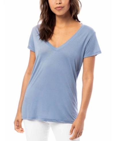 Shop Alternative Apparel Slinky Jersey Women's V-neck T-shirt In Blue