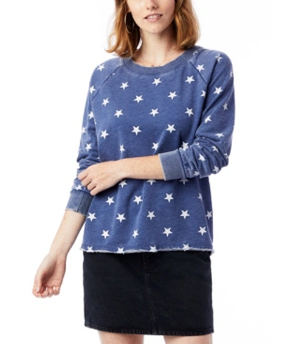 Shop Alternative Apparel Lazy Day Printed Burnout French Terry Women's Pullover Sweatshirt In Navy Stars