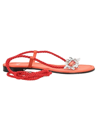 Shop Alevì Mira Flat Sandals In Orange Red