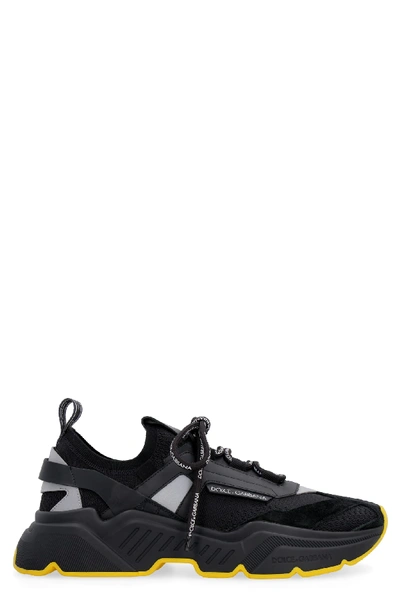 Shop Dolce & Gabbana Daymaster Knitted Sneakers In Black