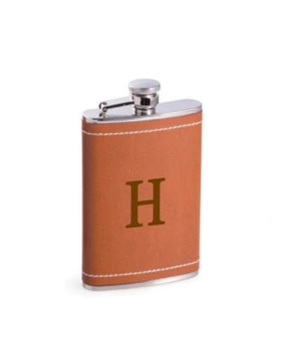 Shop Bey-berk 6 Oz. Stainless Steel Saddle Brown Leather Flask In H