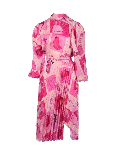 Shop Balenciaga Twisted Pleats Dress In Pink
