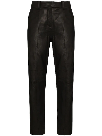 Shop Balmain High-waist Straight-leg Trousers In Black