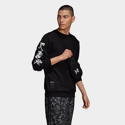 Shop Adidas Originals Adidas Men's Originals X Disney Sport Goofy Sleeve Hit Crewneck Sweatshirt In Black/white