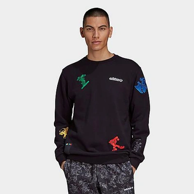 Shop Adidas Originals Adidas Men's Originals X Disney Sport Goofy Crewneck Sweatshirt In Black