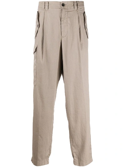 Shop Giorgio Armani Pleated Wide Trousers In Neutrals
