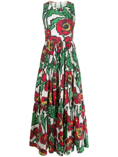 Shop La Doublej Floral Print Maxi Dress In Green