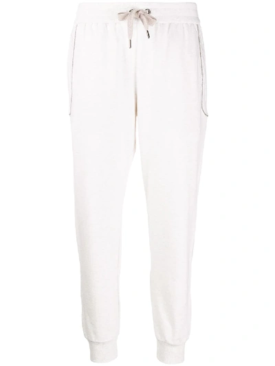 Shop Brunello Cucinelli Tapered Jogging Trousers In Neutrals