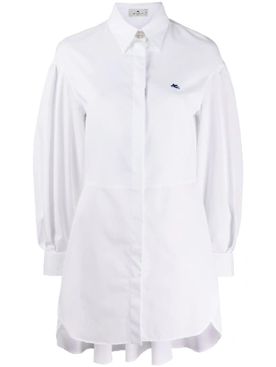 Shop Etro Flared Long-line Shirt In White