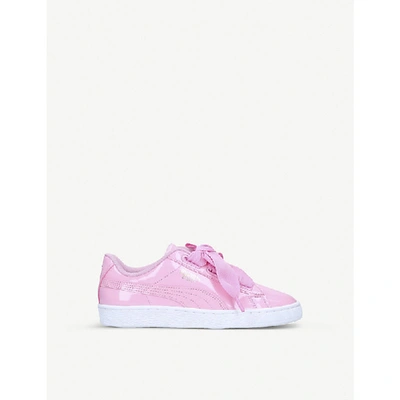 Puma Kids' Basket Heart Junior Patent-leather Trainers 9-10 Years In Pink |  ModeSens