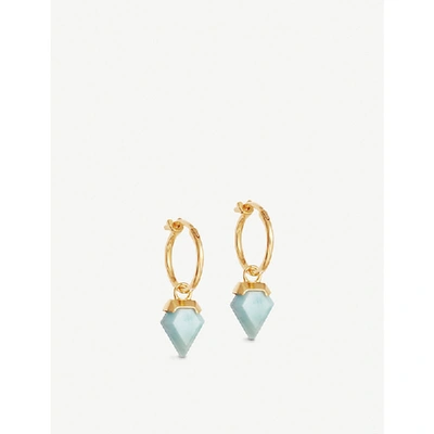 Shop Missoma Shield 18ct Yellow Gold-plated Vermeil And Larimar Hoop Earrings