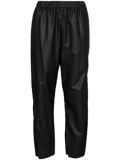 Shop Mm6 Maison Margiela Faux-leather Track Pants In Black