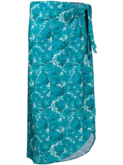 Shop Adriana Degreas Floral Print Sarong In Blue