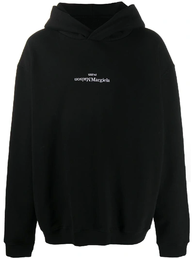 Shop Maison Margiela Flipped Logo Hoodie In Black