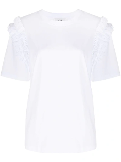 Shop Victoria Victoria Beckham Ruffle-detail T-shirt In White