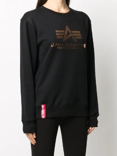 Shop Alpha Industries Foil Logo-print Sweatshirt In Black