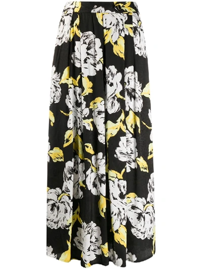 Shop Gestuz Floral Print Pleated Skirt In Black