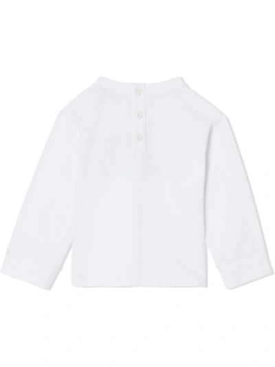 Shop Burberry Logo-print Long-sleeve Top In White