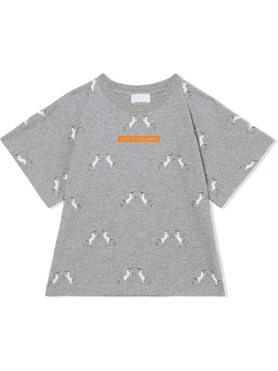 Shop Burberry Unicorn Slogan-print T-shirt In Grey