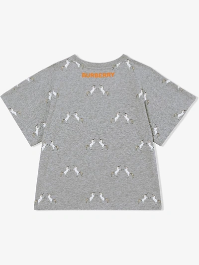 Shop Burberry Unicorn Slogan-print T-shirt In Grey