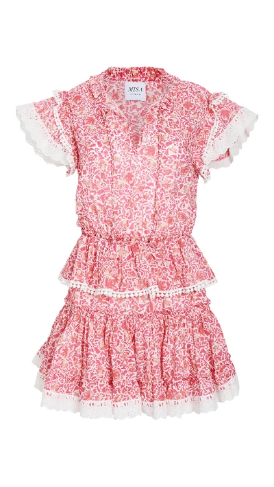 Shop Misa Lilian Dress In Pink Animal Floral