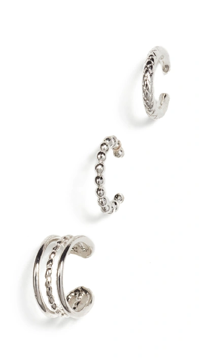 Shop Jules Smith Set Of 3 Ear Cuffs In Silver