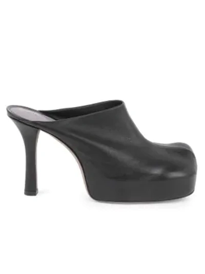 Shop Bottega Veneta Women's Leather Platform Mules In Black