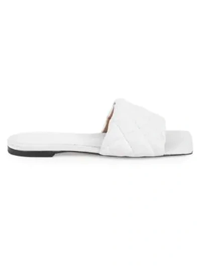 Shop Bottega Veneta Padded Leather Flat Sandals In Optic White