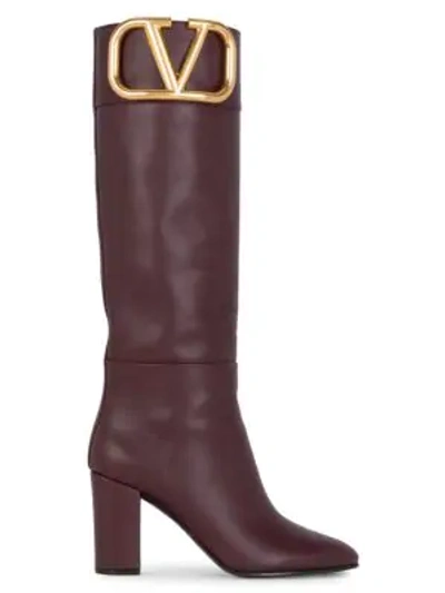 Shop Valentino Women's Supervee Tall Leather Boots In Rubin