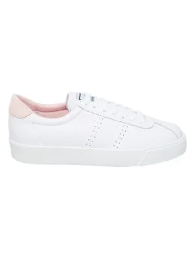Shop Superga 2843 Comfleau Leather Sneakers In White Pink