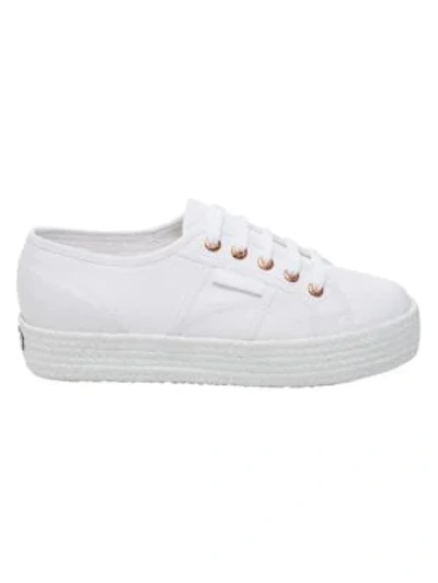 Shop Superga 2730 Cotropew Canvas Espadrille Platform Sneakers In White Rose