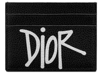 Pre-owned Dior And Shawn Card Holder (4 Card Slot) Black