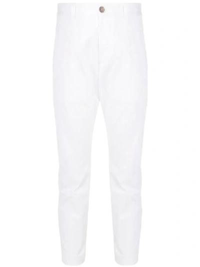 Shop Dsquared2 Rear Logo Print Cropped Trousers In White