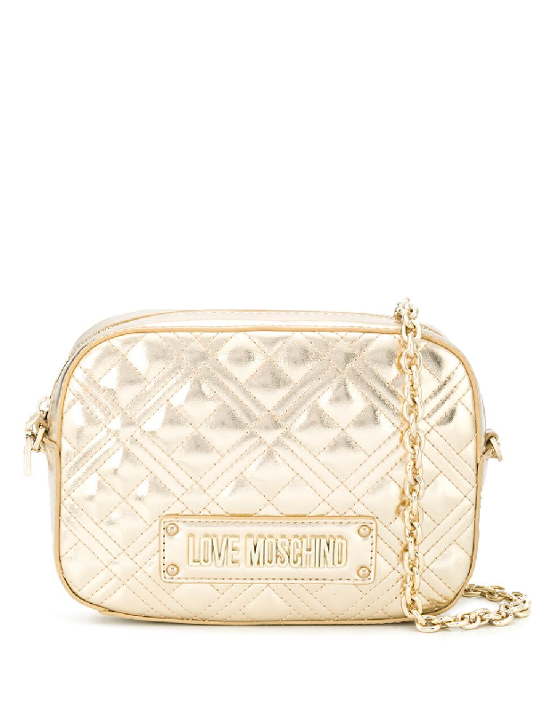 gold love moschino bag