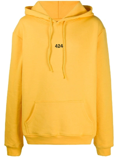 Shop 424 Embroidered Logo Hoodie In Yellow