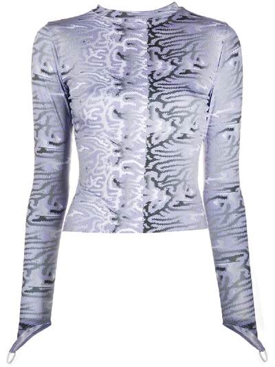 Shop Maisie Wilen Abstract-print Long-sleeved Top In Purple