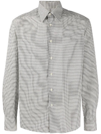 Pre-owned Gianfranco Ferre 1990s Houndstooth Shirt In White