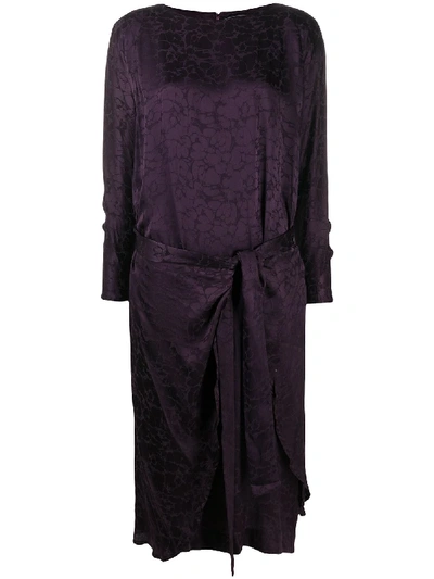 Pre-owned A.n.g.e.l.o. Vintage Cult 1990s Tie Waist Dress In Purple