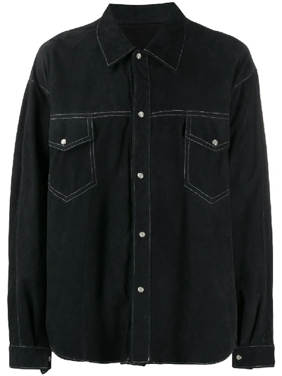 Shop A.n.g.e.l.o. Vintage Cult 1980s Cutaway Collar Shirt In Black
