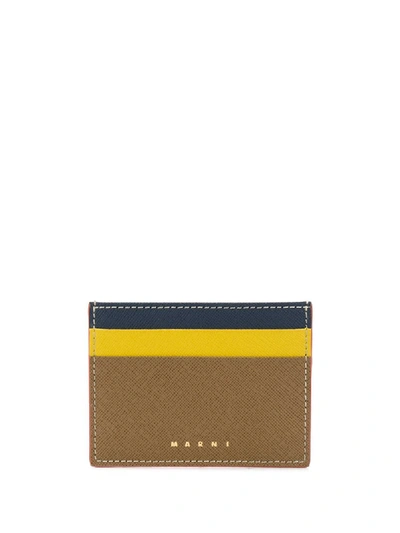 Shop Marni Saffiano Leather Card Case In Brown