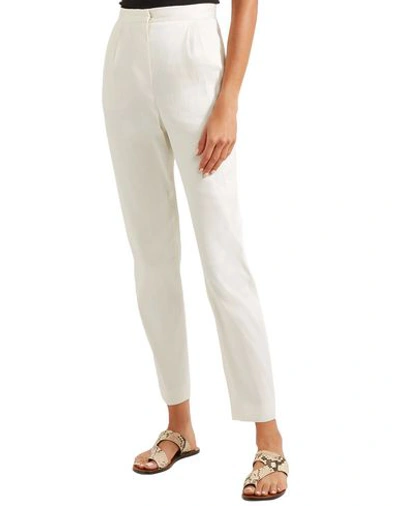 Shop Mansur Gavriel Woman Pants White Size 8 Linen, Polyester, Polyamide, Elastane