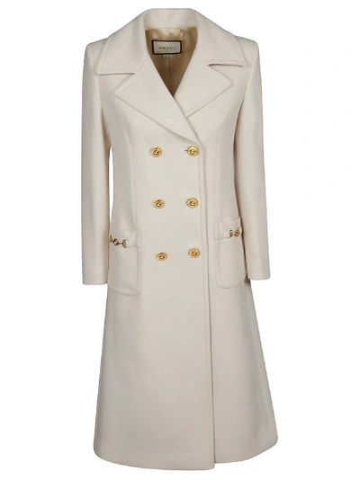 Shop Gucci Double Breasted Coat In White