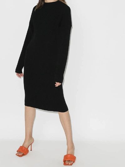 Shop Bottega Veneta Cutout Wool Sweater Dress In Black